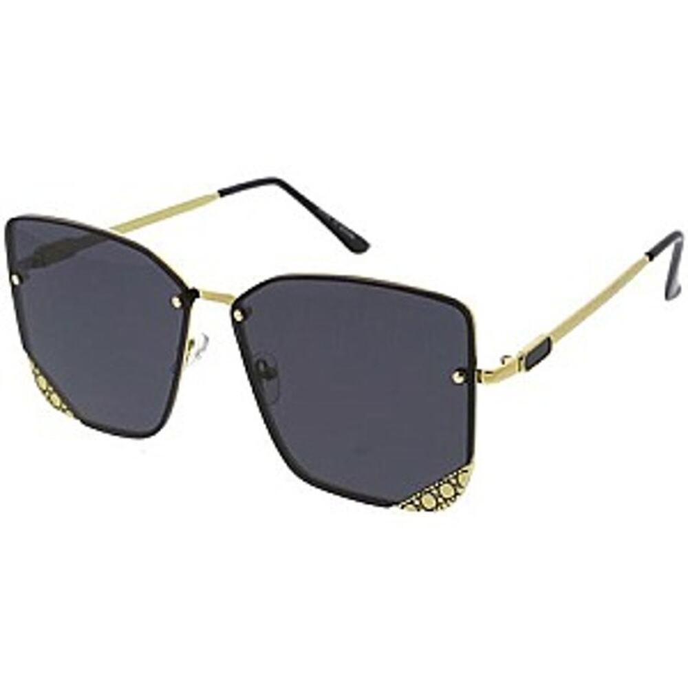 UV400 Rimless Gold Trim Steel Frame Sunglasses Amber Unisex New
